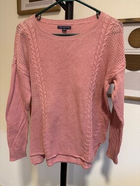 American Eagle Pink Cable Knit Sweater